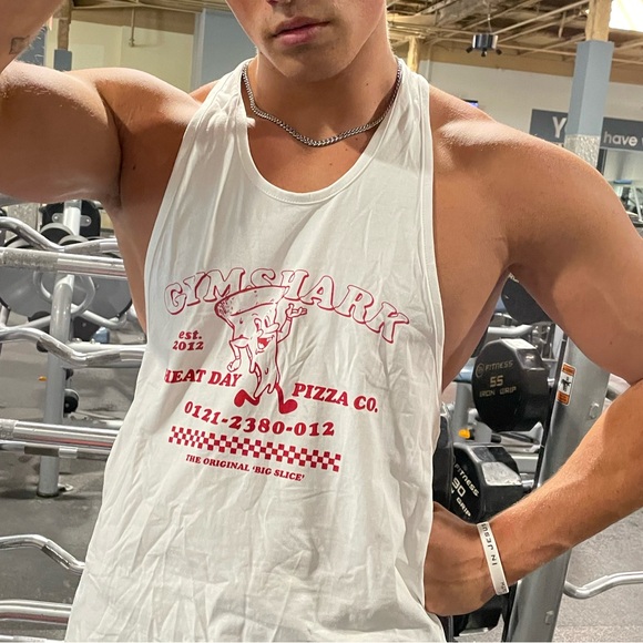GYMSHARK TANK TOP SHIRT PIZZA COMPANY CHEAT DAY 2012 THE ORIGINAL BIG SLICE JOCK - Picture 16 of 16